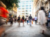 Pedestrian zone with pedestrians