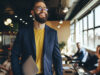 Smiling man with laptop under his arm